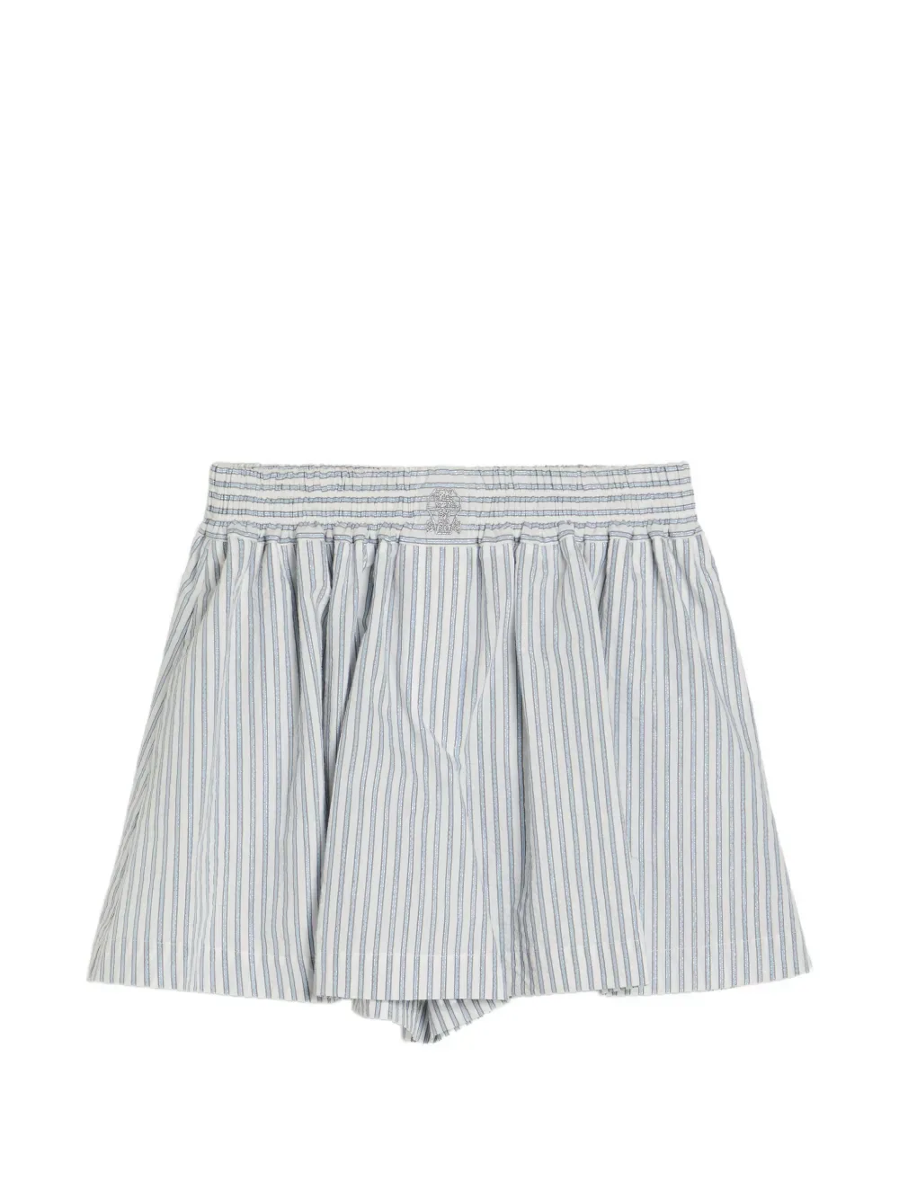 Расклешенная юбка-шорты в полоску Brunello Cucinelli Kids, белый