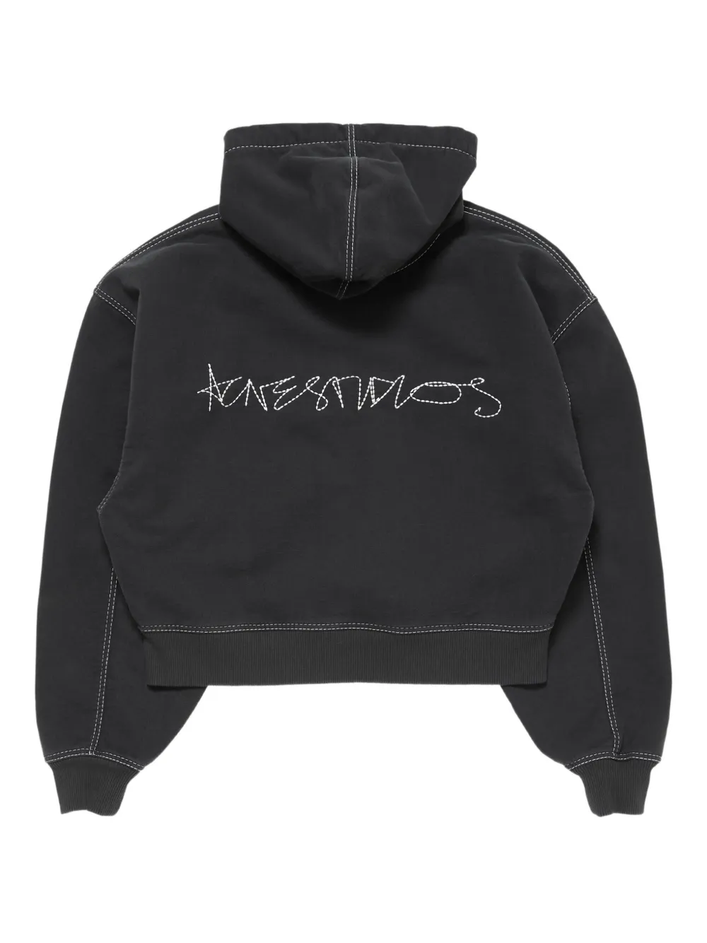 

Толстовка с капюшоном на молнии с контрастной строчкой Acne Studios, черный
