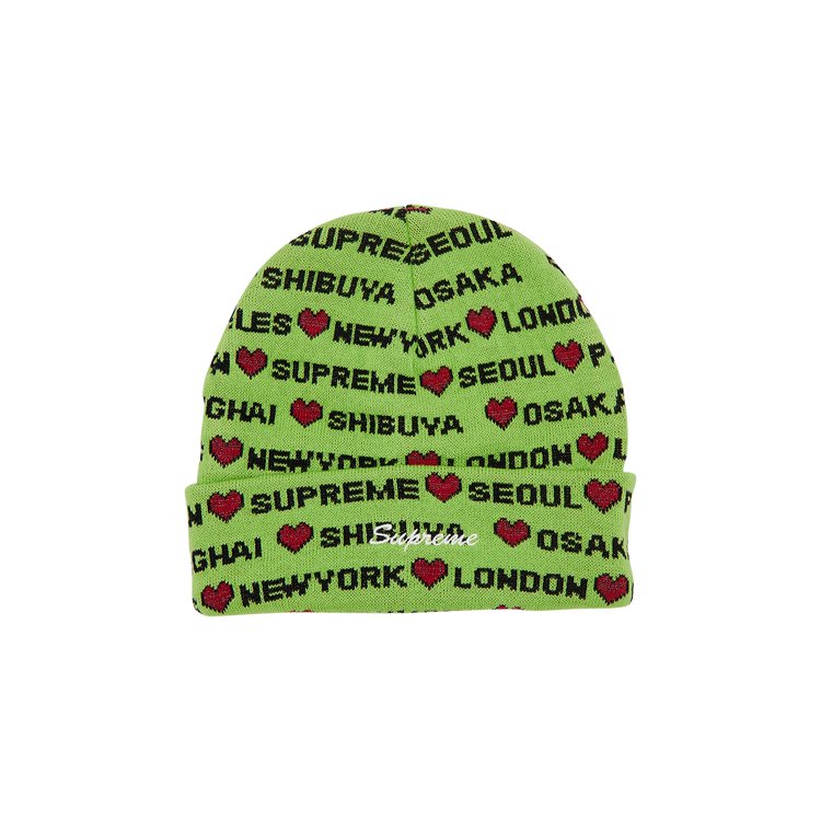 

Шапка Supreme Hearts Beanie, цвет Lime