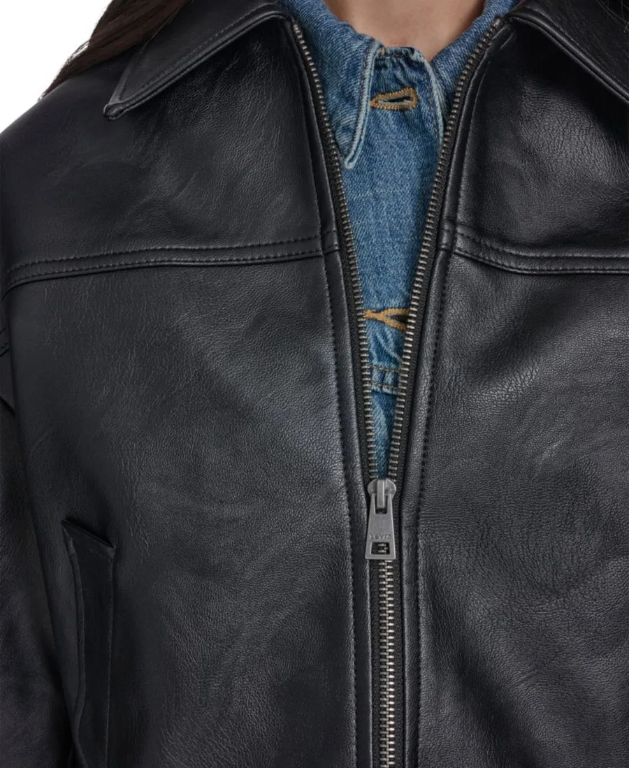 Женская куртка с отложным воротником и застежкой-молнией спереди Levi's, черный — фото 4