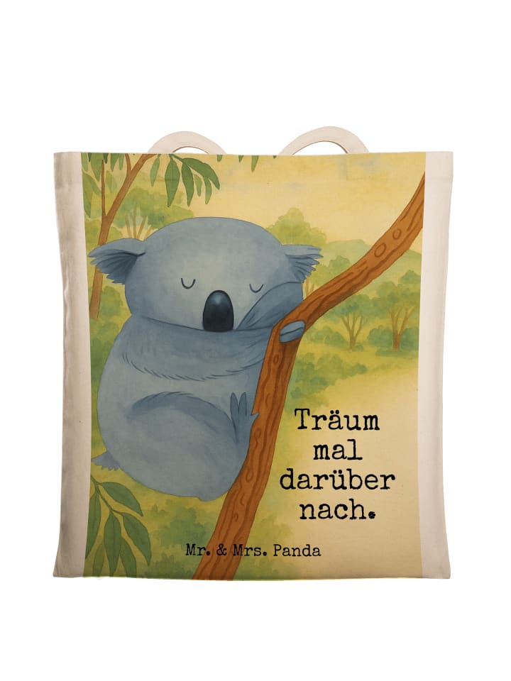 

Mr. & Mrs. Panda Сумка-шоппер с изображением коалы и надписью, белого цвета