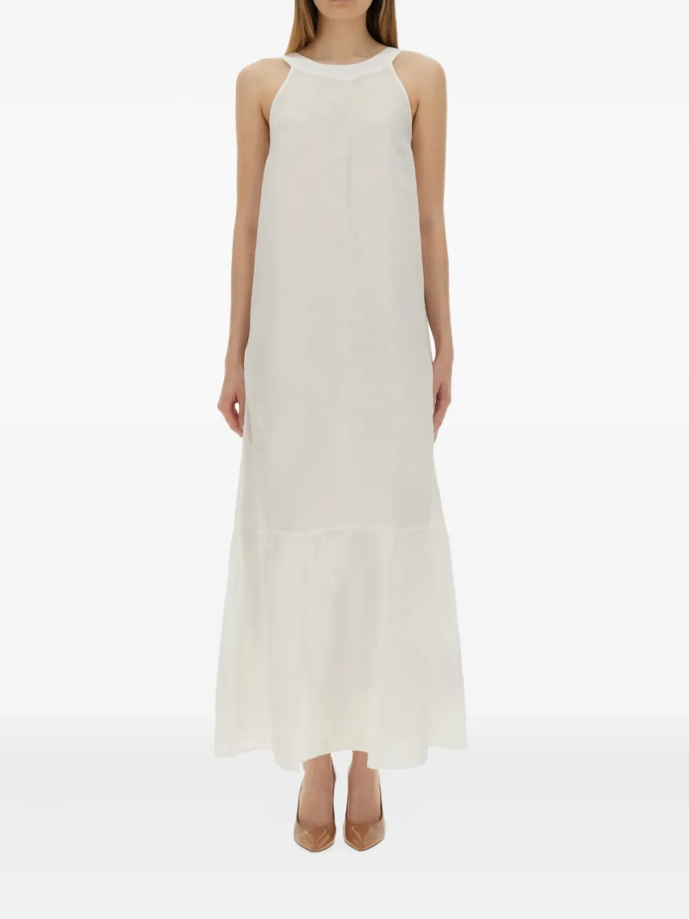 

Ярусное платье с круглым вырезом 120% Lino, белый