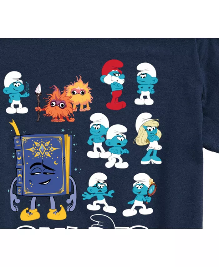Футболка с графическим принтом персонажей Big Boys Smurfs, синий — фото 3