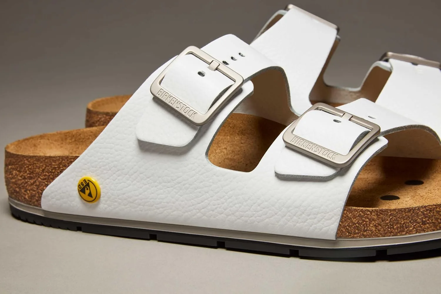 Сандалии Birkenstock Arizona Pro ESD для мужчин и женщин с эргономичной стальной подошвой, нескользящей подошвой и регулируемыми нитями, антистатические, белый — фото 4