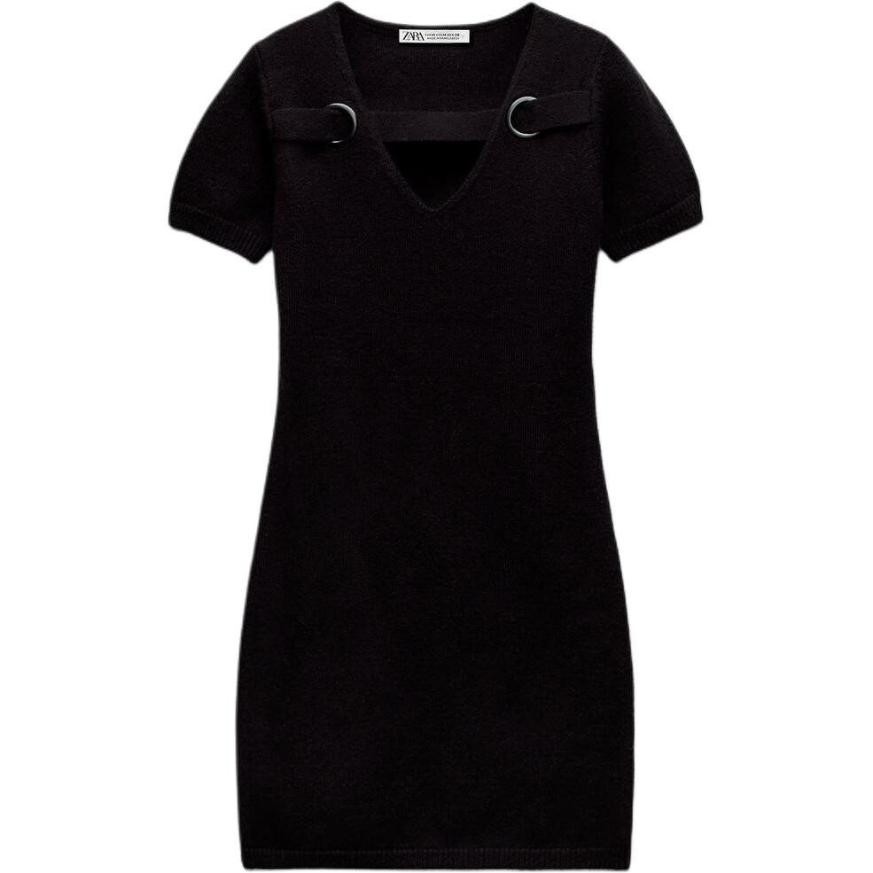 

Платье с короткими рукавами женское черное Zara