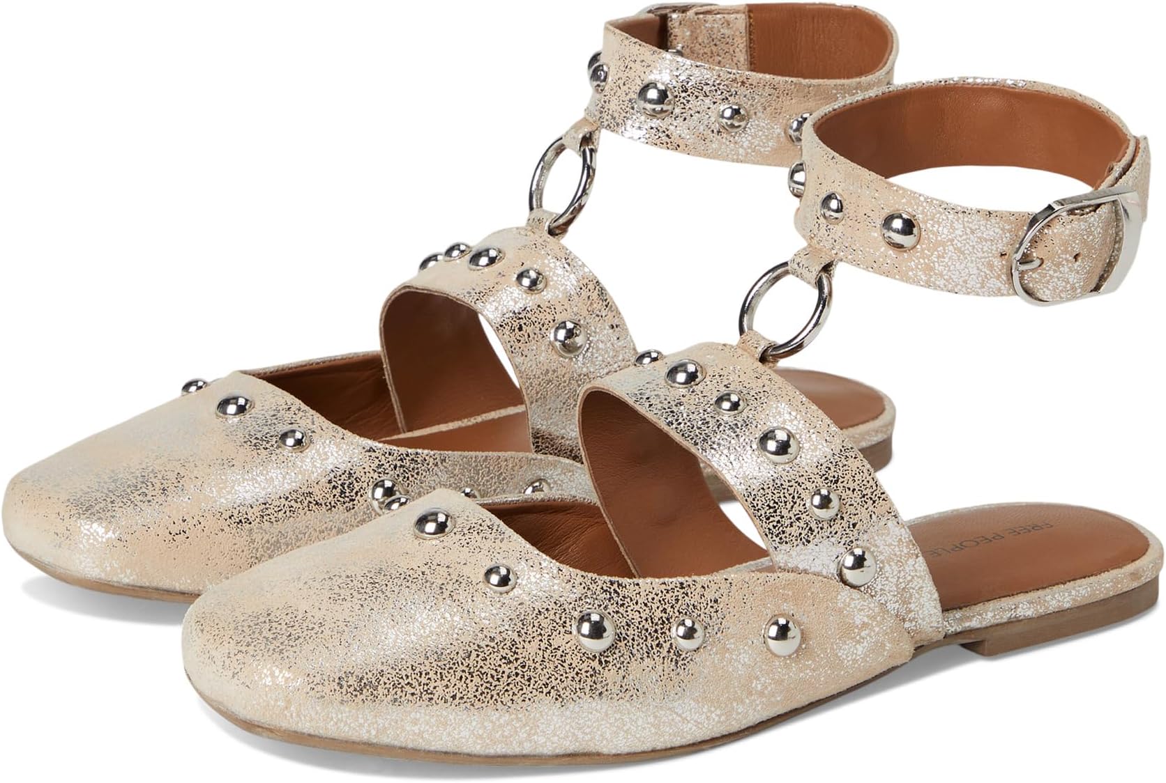 Балетки Free People Camille Mystic O-ring Flats, Champagne Foiled Sue