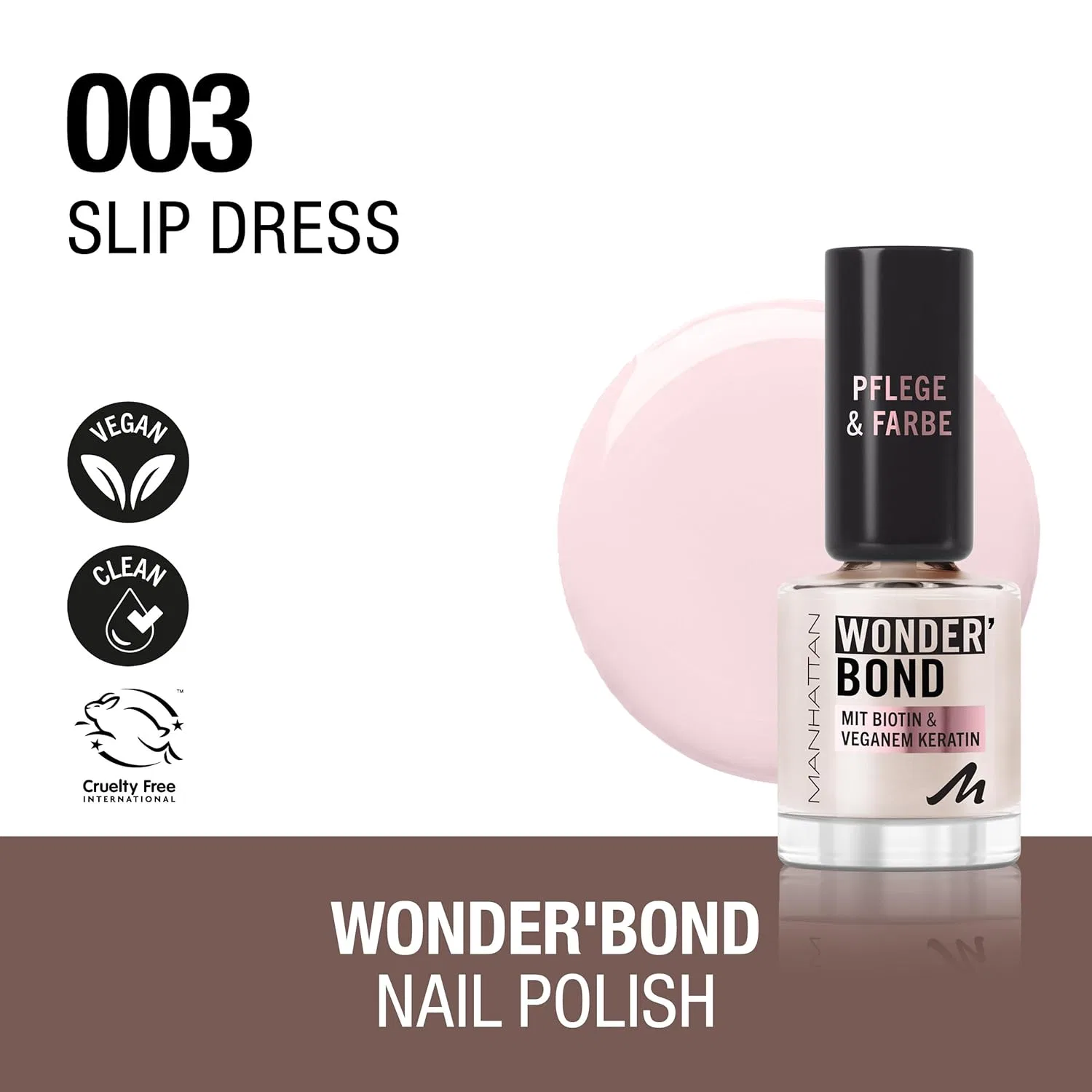 Лак для ногтей «Wonder'Bond Colour & Care» от MANHATTAN Manhattan, 003 Slip Dress — фото 2