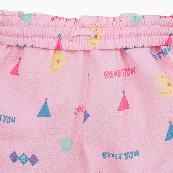 Детские розовые шорты с мульти-узором от Benetton Kids — фото 4