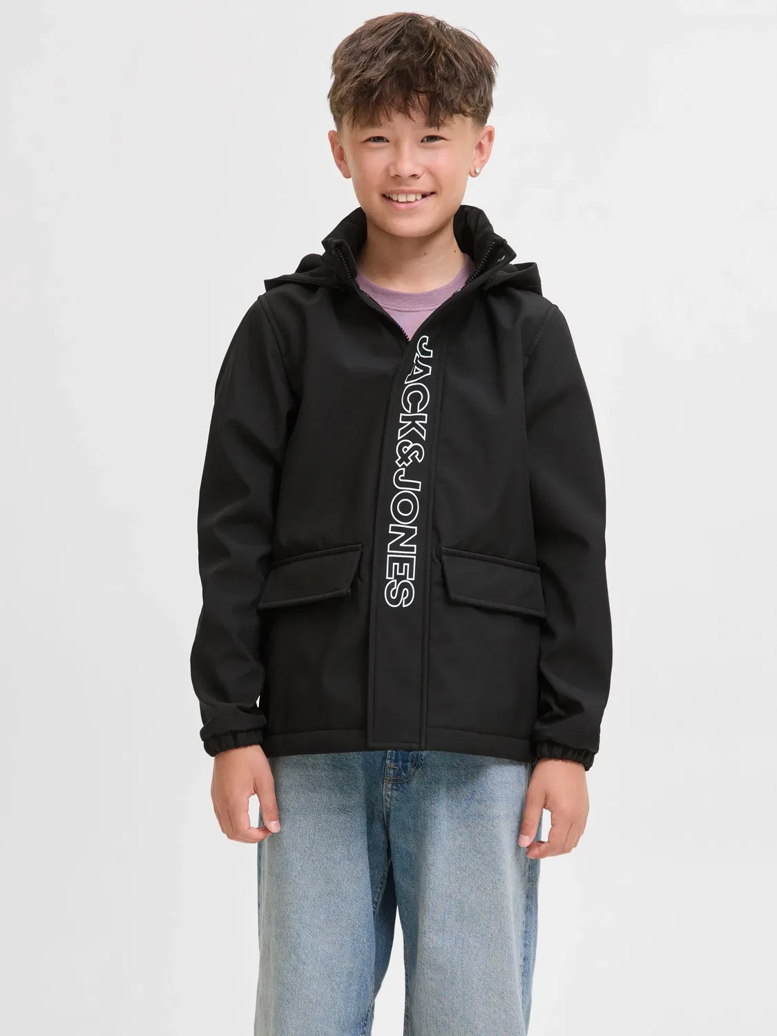 Софтшелл куртка с капюшоном JACK & JONES Junior, черный — фото 2