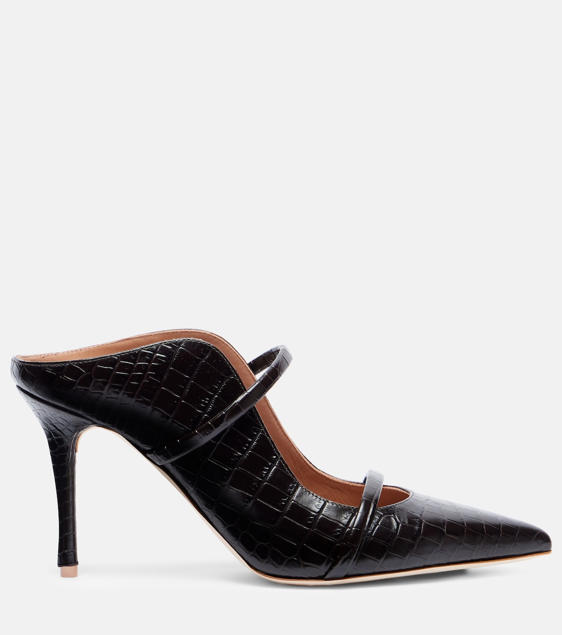 Мэрилин 85 туфли-лодочки из кожи с эффектом крокодила Malone Souliers, Ebony/ Ebony — фото 4