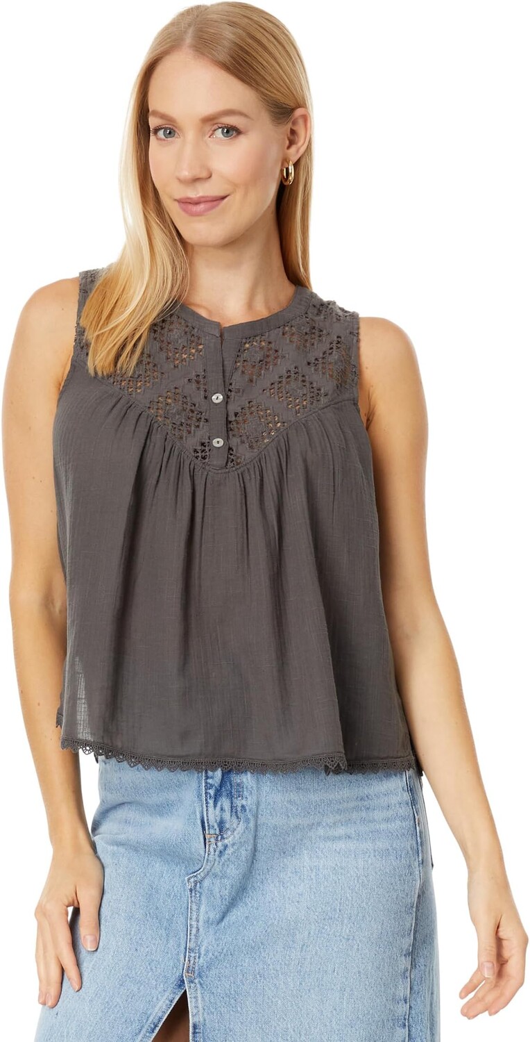 

Майка с вышивкой ришелье Lucky Brand, цвет Raven