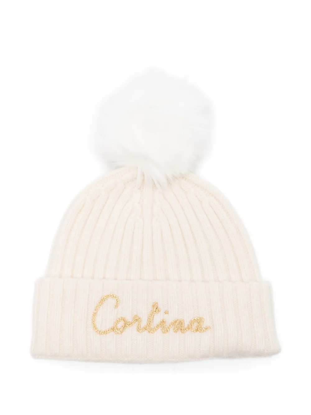 

Шапка с помпоном и вышивкой Mc2 Saint Barth, кремовый