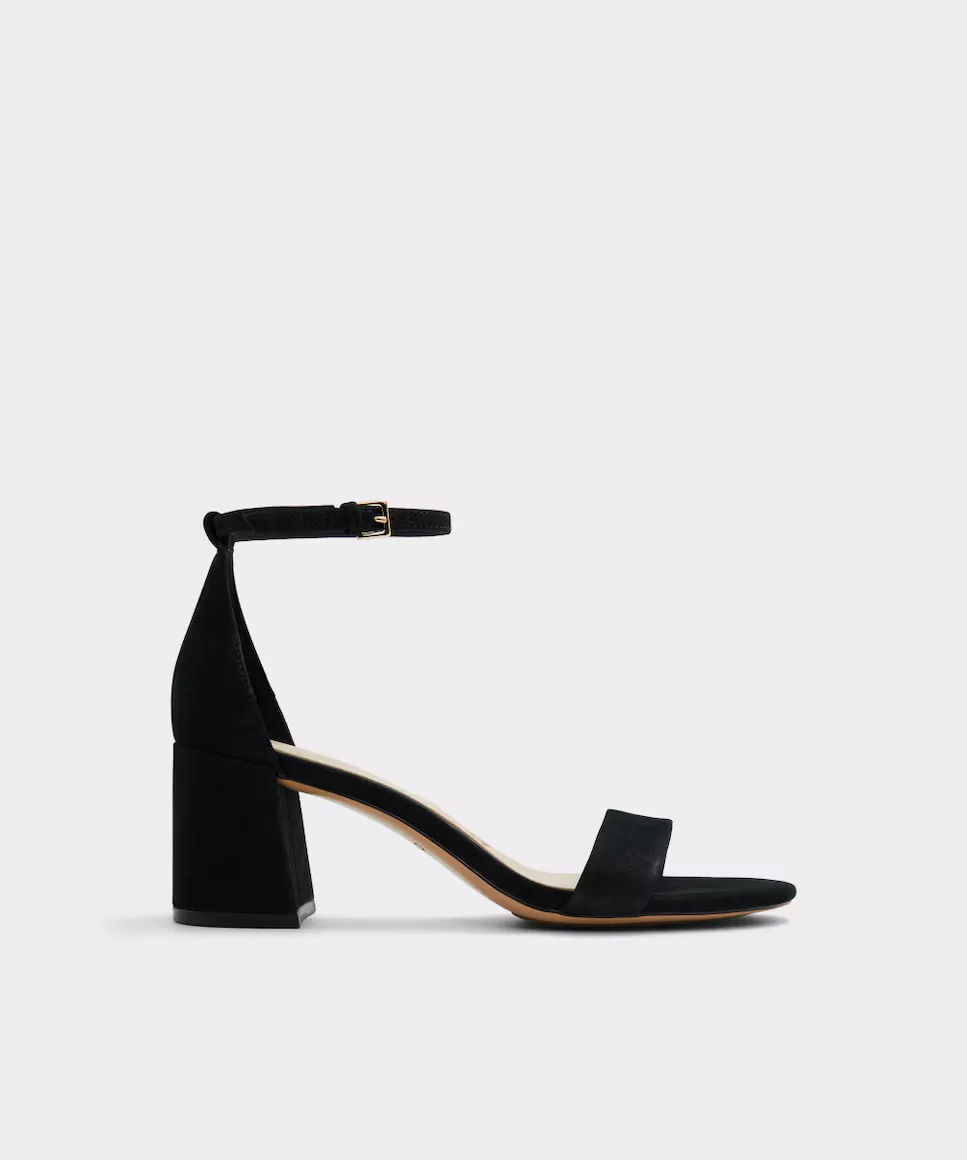 

Женские кожаные босоножки на каблуке с круглым носком Aldo, черный