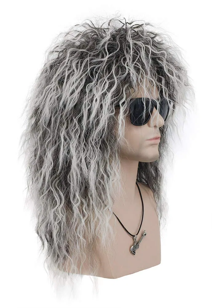 Парик Mullet Long Curls Glam Punk Rock от VGbeaty Vgbeaty, Grey And White — фото 3