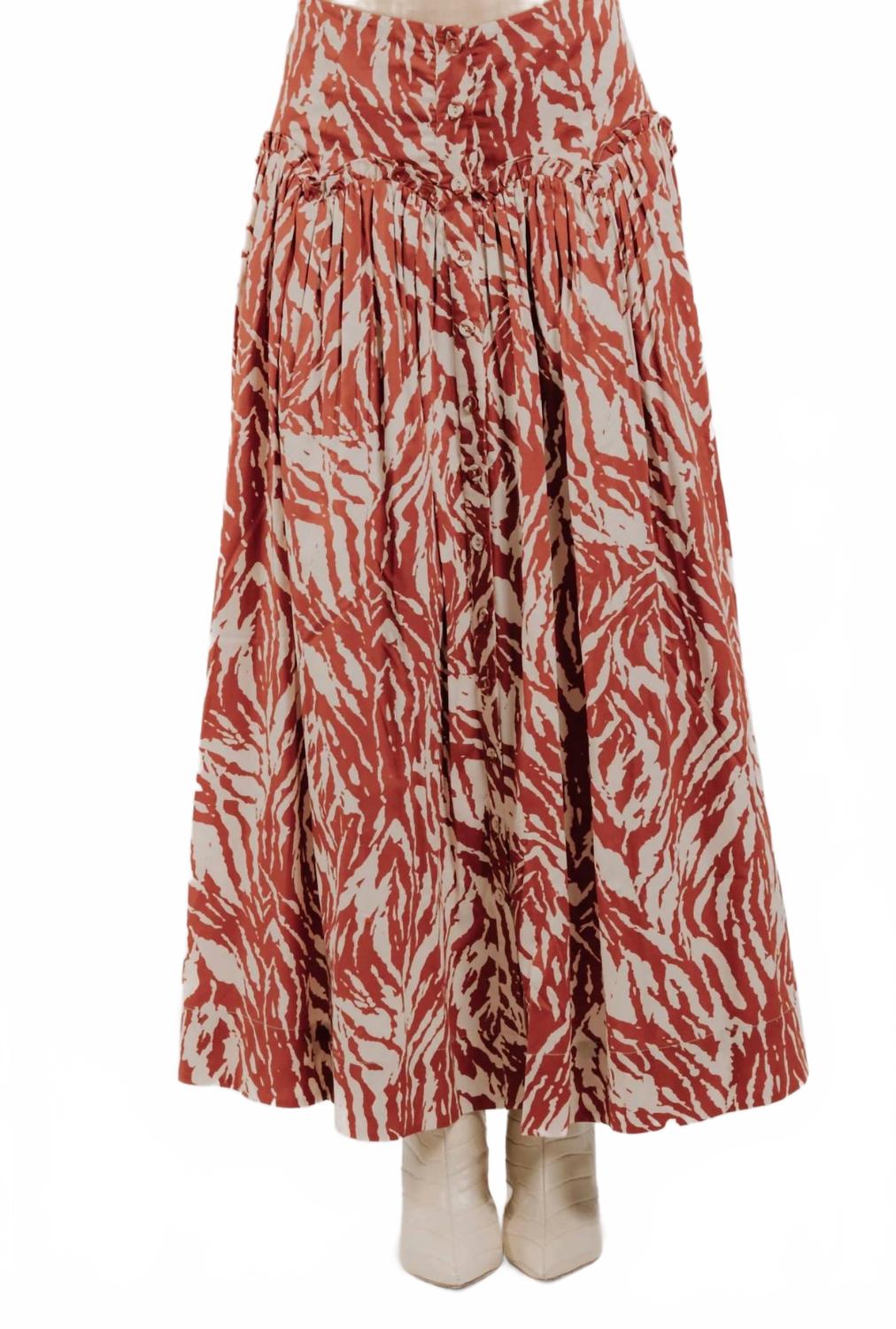 

Кристальная макси-юбка в терракотовом зебре LOVE THE LABEL, Terracotta Zebra