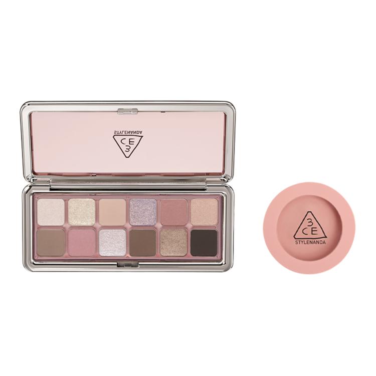 

Тени для век монохромные румяна набор для макияжа 12 цветов легко растушевываются натуральный тон 9,5г+5,5г 3CE, two-piece set: fashion style eyeshadow palette #розовый diamond palette+monochrome blush #nude розовый