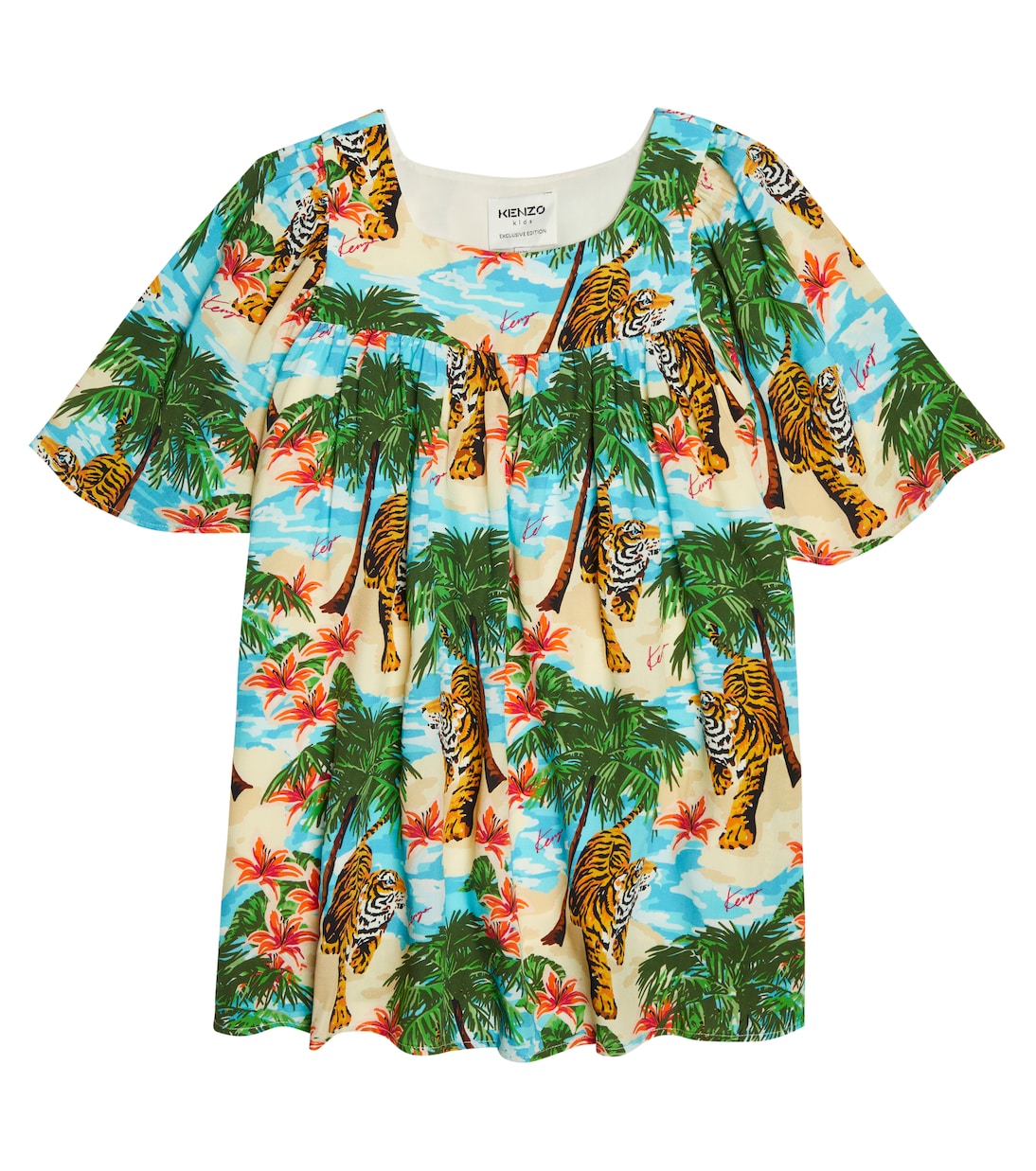 

Платье с принтом Kenzo Kids, белый