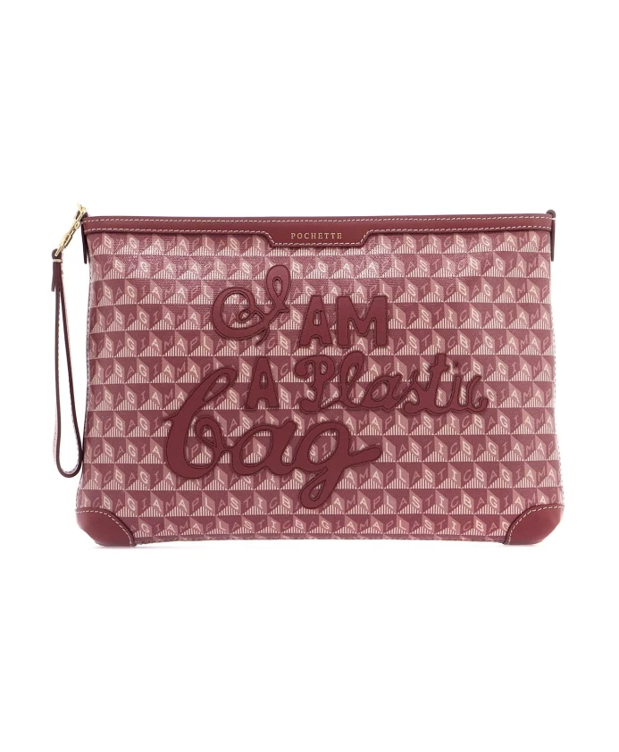 

Клатч из парусины с кожаными краями Anya Hindmarch, розовый
