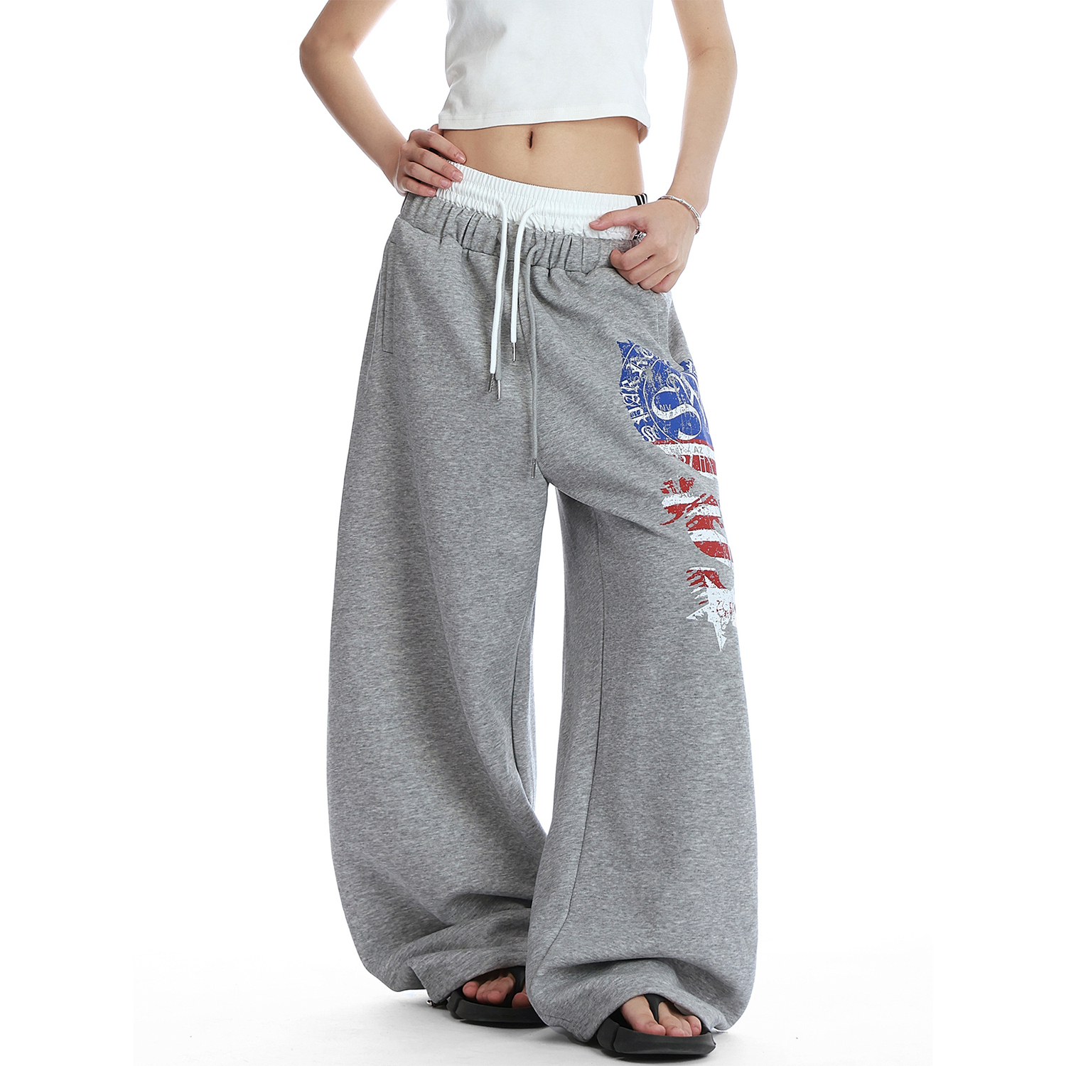 

NEVER RULE Брюки Casual Unisex серые умеренно широкие