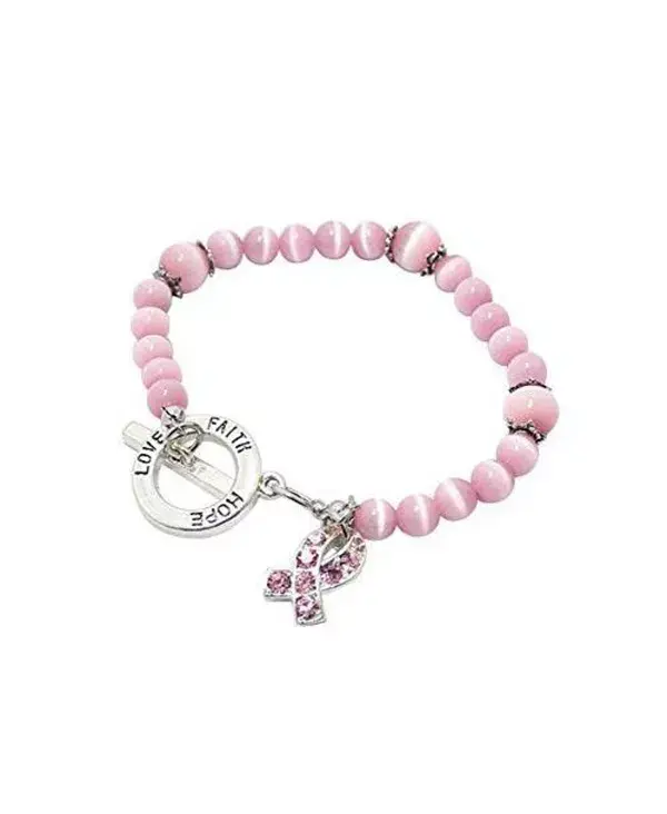 

Розовый браслет от рака с кошачьим глазом | Вместе мы найдем лекарство Hollywood Sensation, silver