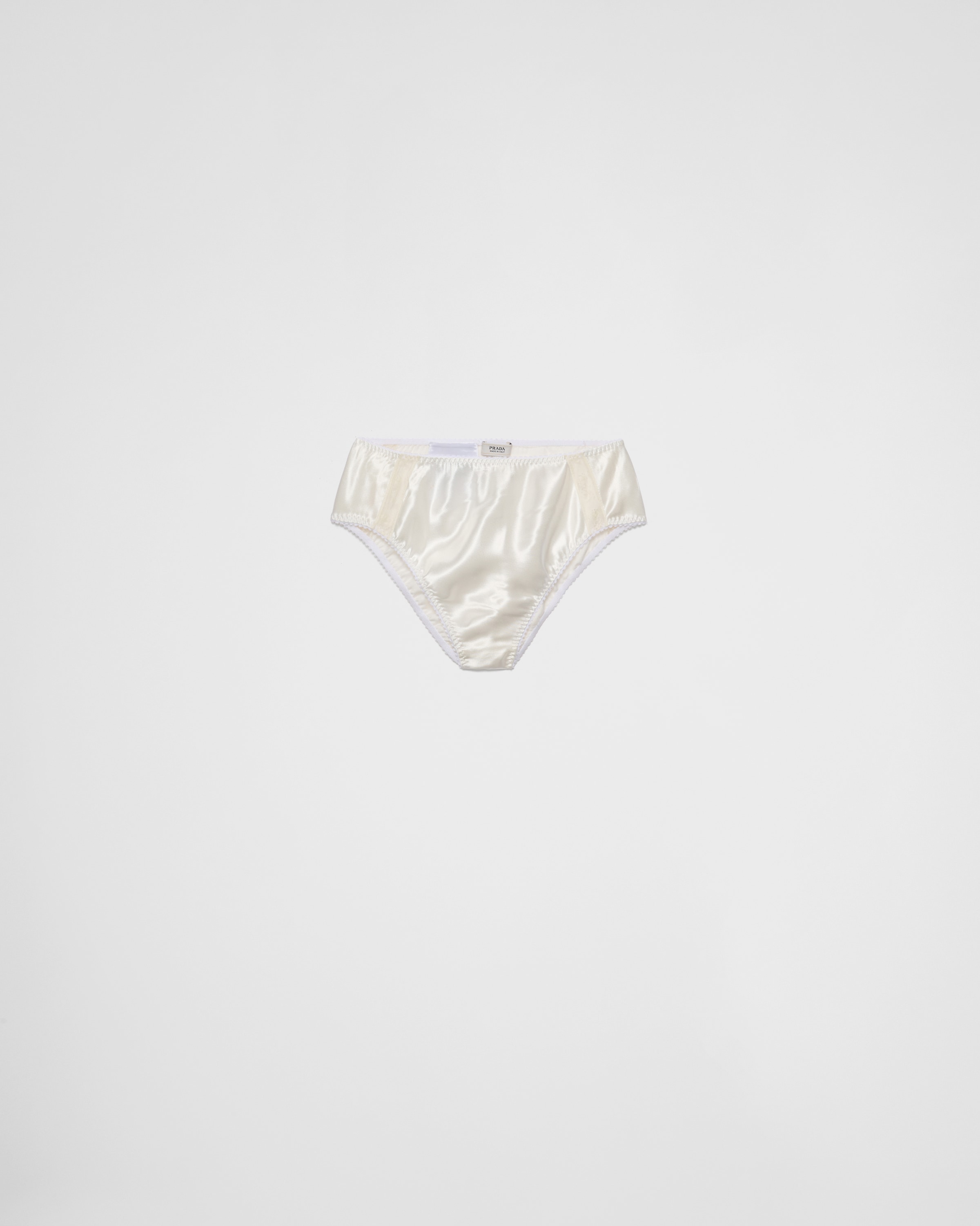 

Атласные трусики с кружевной отделкой Prada, белая