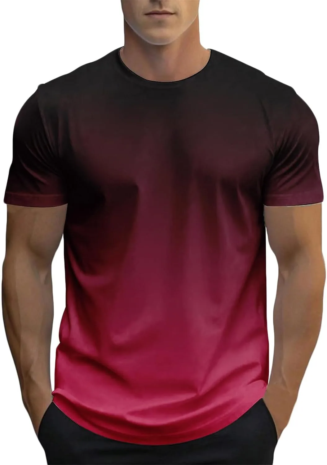 

Мужская футболка с градиентом, короткий рукав, круглый вырез, летняя