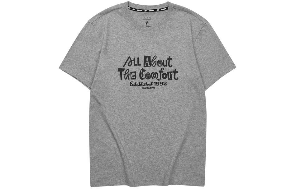 

Skechers Обычная футболка унисекс, размер Medium, светло-серый меланж