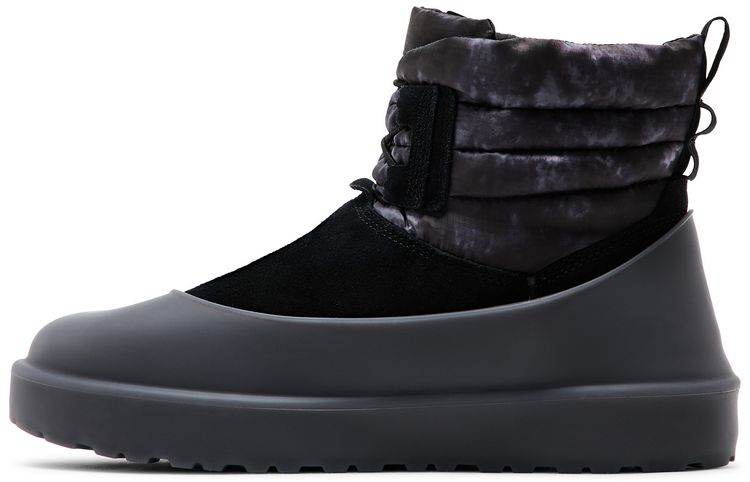 Мужские ботинки UGG Classic Mini текстильные стеганые с резиновой подошвой, черно-серый — фото 3