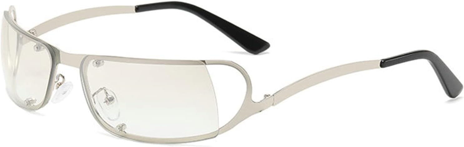 

Модные солнцезащитные очки Helena Trendy Rimless Y2K для женщин и мужчин, солнцезащитные очки с зеркальным покрытием и обтекаемой формой, стильные солнцезащитные очки, Silver