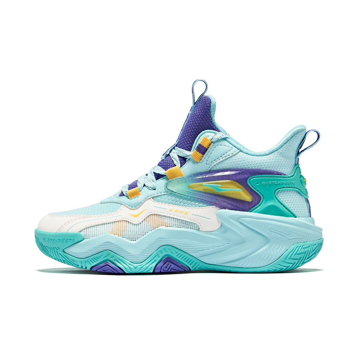 

ERKE KIDS Баскетбольные кроссовки Surprise с противоскользящей амортизацией, износостойкие, с высоким верхом, синие, фиолетовые, детские