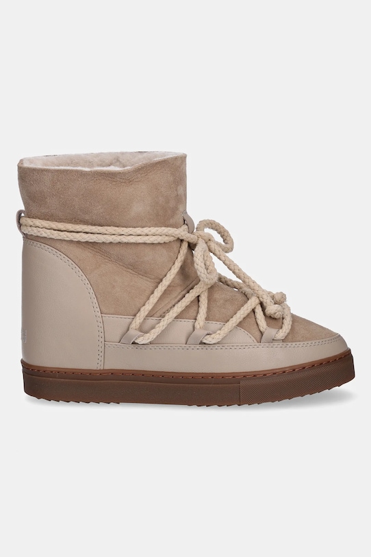 Женские зимние ботинки Inuikii Classic Wedge из кожи и замши, светло-бежевый — фото 2