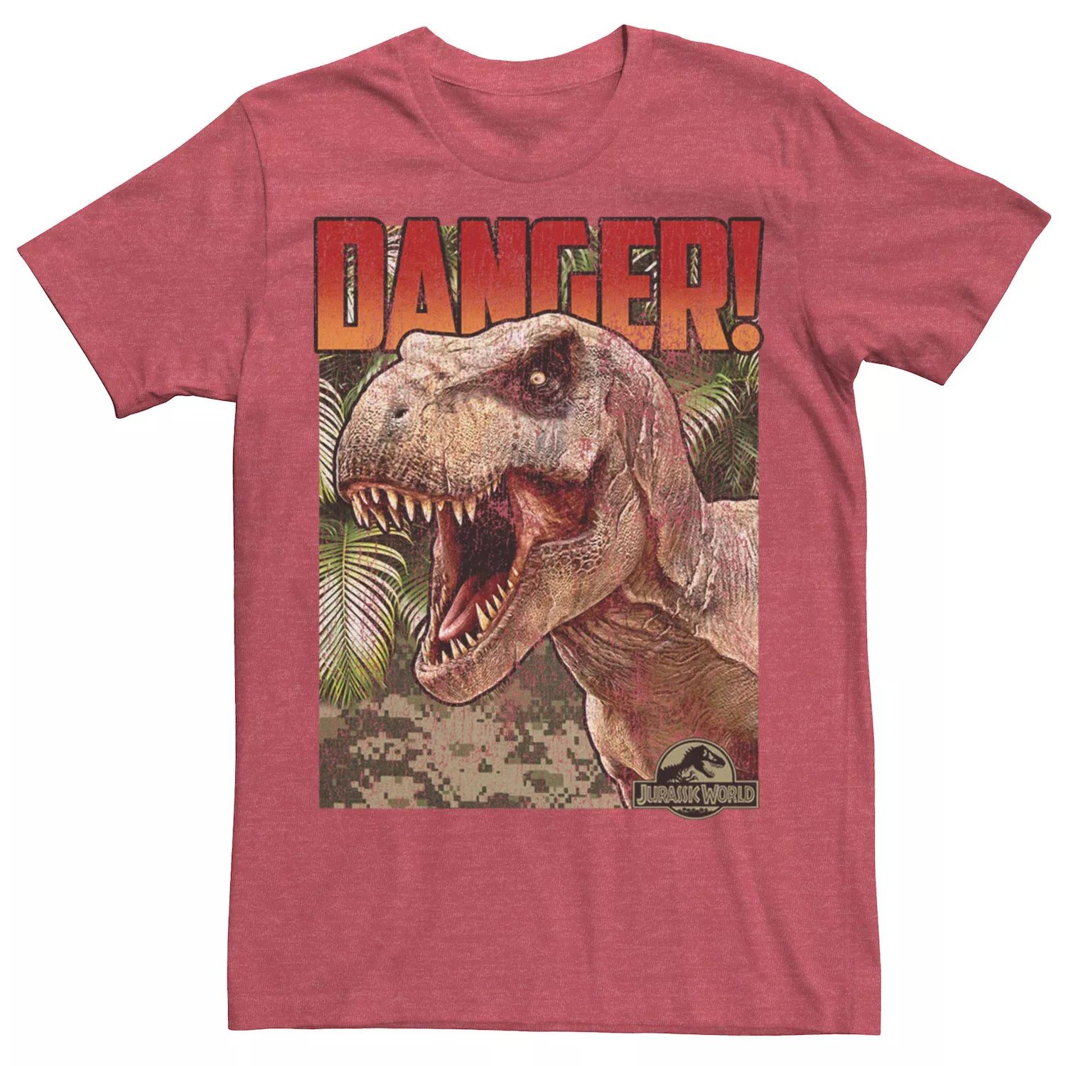 

Мужская футболка Jurassic World Danger T-Rex с графическим плакатом в стиле ретро Licensed Character