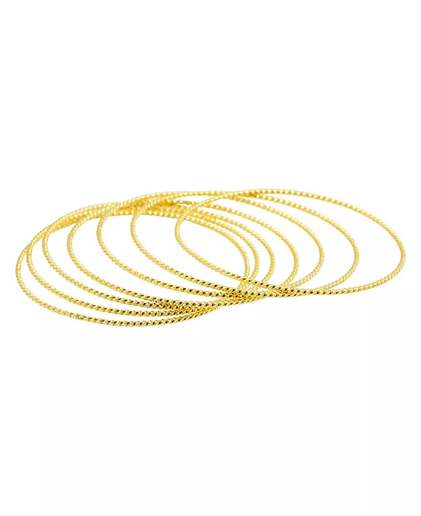 

Комплект из 7 тонких браслетов с покрытием из 14-каратного золота Adornia, gold