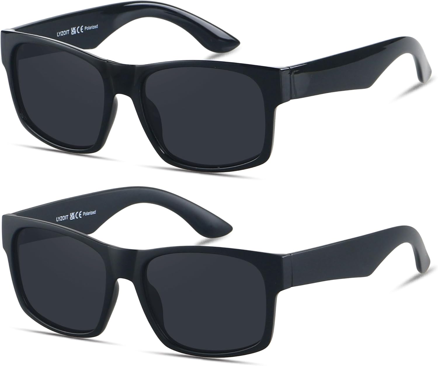 

Солнцезащитные очки LYZOIT Extra Large для мужчин с большой широкой головой, поляризованные, XXL, увеличенного квадратного размера, (2pack Polarized) Glossy Black + Matte Black