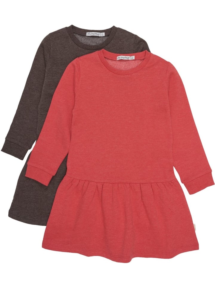 

Minymo Детское мини-платье "Свитшот с длинными рукавами (2 шт.)" красного цвета