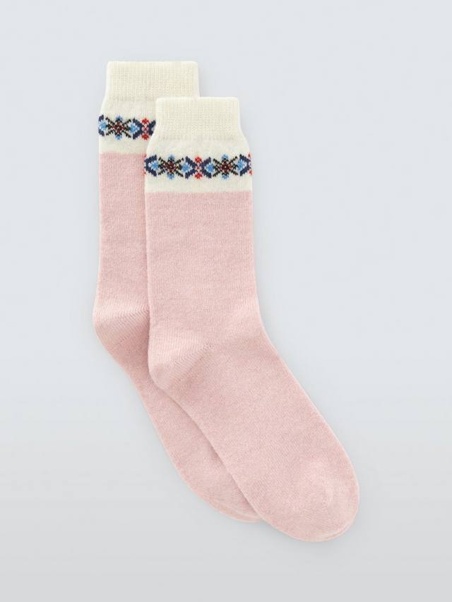 

Носки Fairisle Tip из шерсти с кашемиром John Lewis, Pink