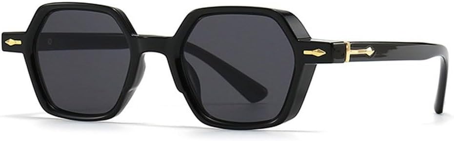 

Популярные модные солнцезащитные очки в форме маленького многоугольника и квадрата для женщин, градиентные, с защитой от УФ-излучения UV400, для мужчин, с декоративными заклепками SKFGNX, Black Gray