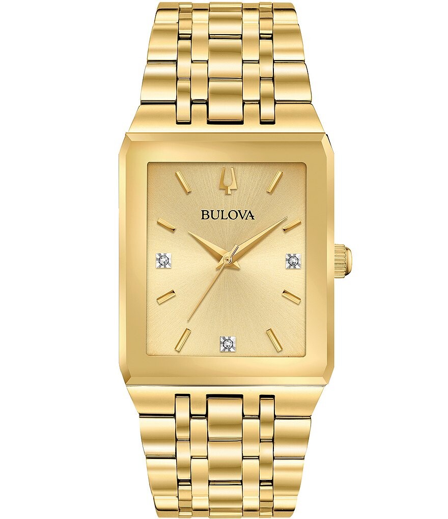 

Мужские аналоговые часы Bulova Modern Quadra Collection из нержавеющей стали с браслетом золотого тона, золотой