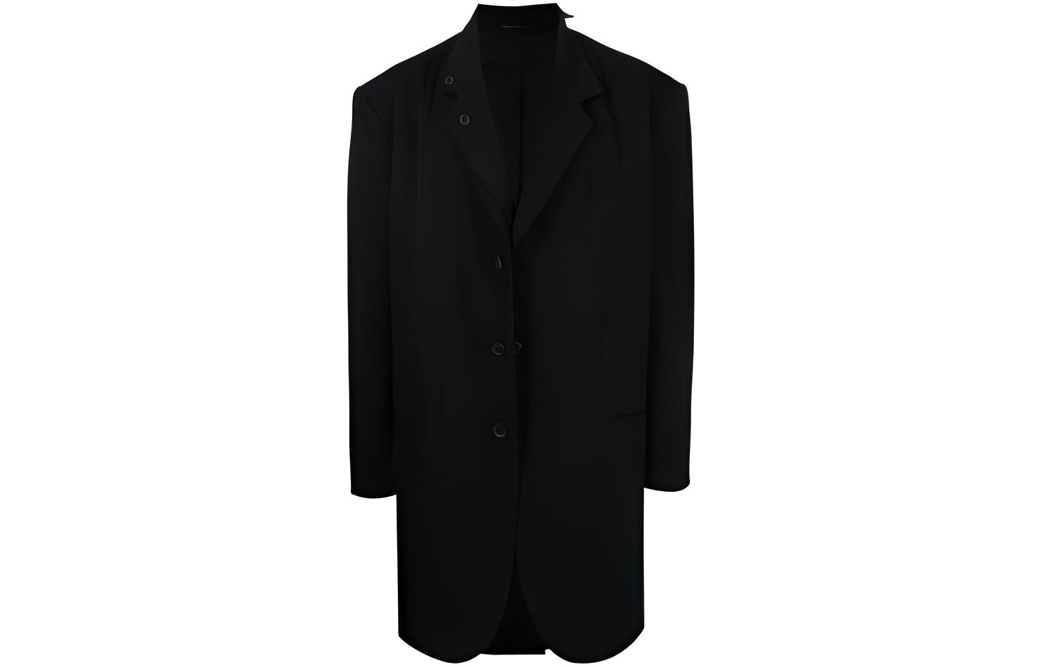 

Yohji Yamamoto Однобортное пальто с капюшоном, Black