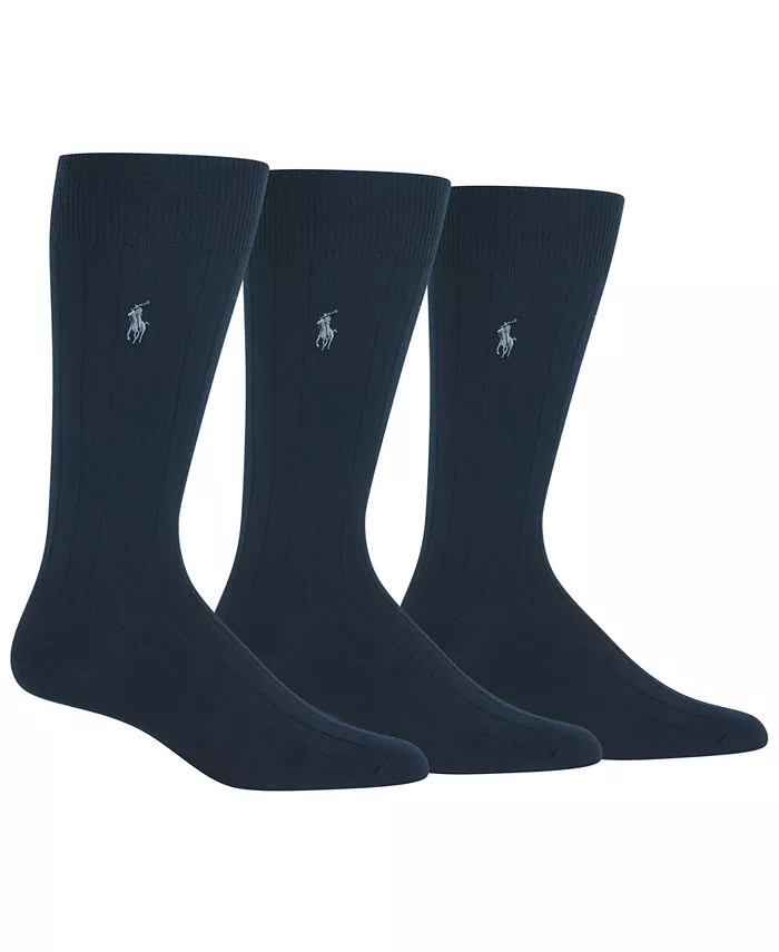 

Мужские супермягкие ребристые носки для костюма, 3 пары Polo Ralph Lauren, синий