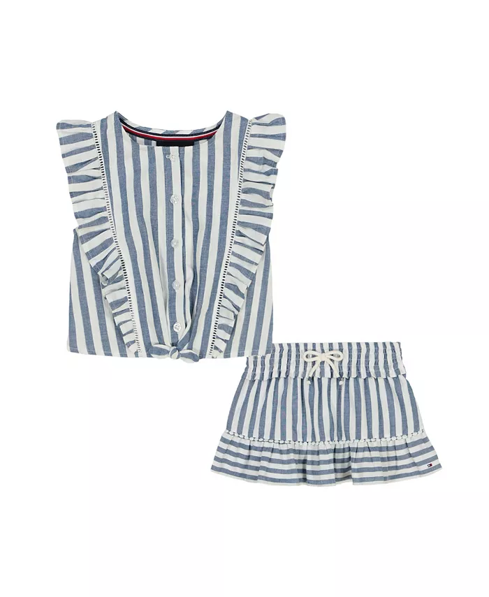 

Комплект для девочек из 2 предметов: юбка с оборками и полосатым жаккардовым узором Tommy Hilfiger