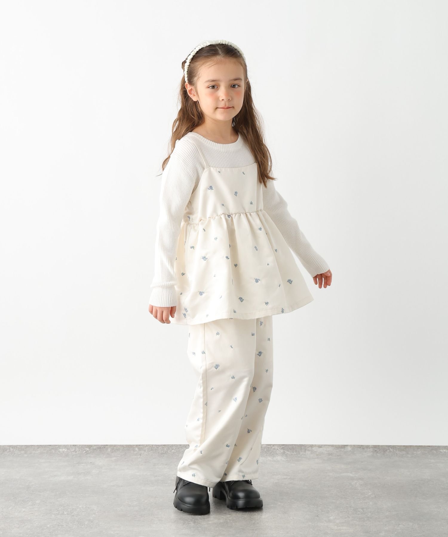 Атласные брюки с цветочной вышивкой/Детские/638317 GLOBAL WORK, Ivory (Satin Embroidery) 08 — фото 2