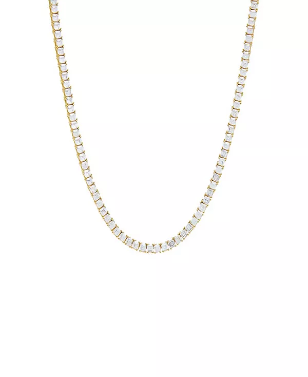 

Теннисное ожерелье с кубическим цирконием в огранке «принцесса» By Adina Eden, gold