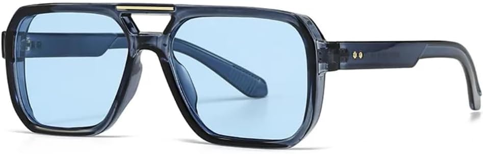 

Модные солнцезащитные очки с двойной перемычкой для женщин, ретро-стиль, заклепки, леопардовый принт, защита от УФ-излучения UV400 для мужчин, градиентные очки для активного отдыха VFDHN, C5 Blue Blue