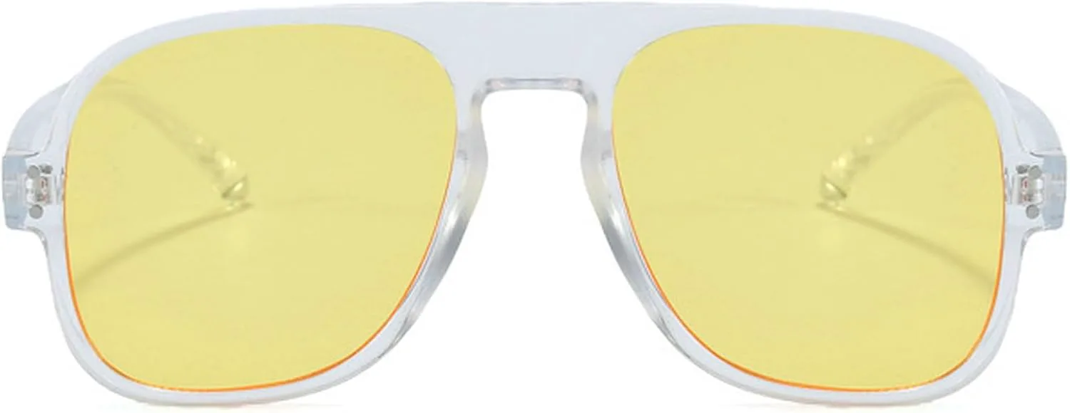 

Мужские солнцезащитные очки-пилот в стиле ретро, ​​конфетные оттенки, защита от УФ-излучения UV400; женские солнцезащитные очки с заклепками mincl, Clear Yellow