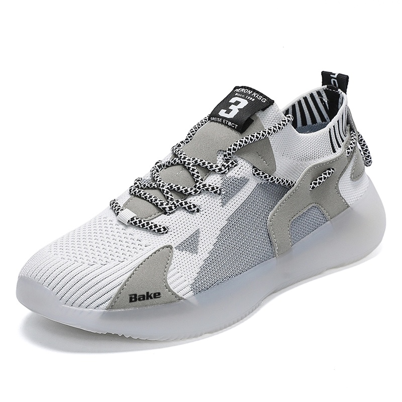 

BAKE Антискользящие износостойкие мужские низкие кеды повседневные бело-серые, цвет White Gray