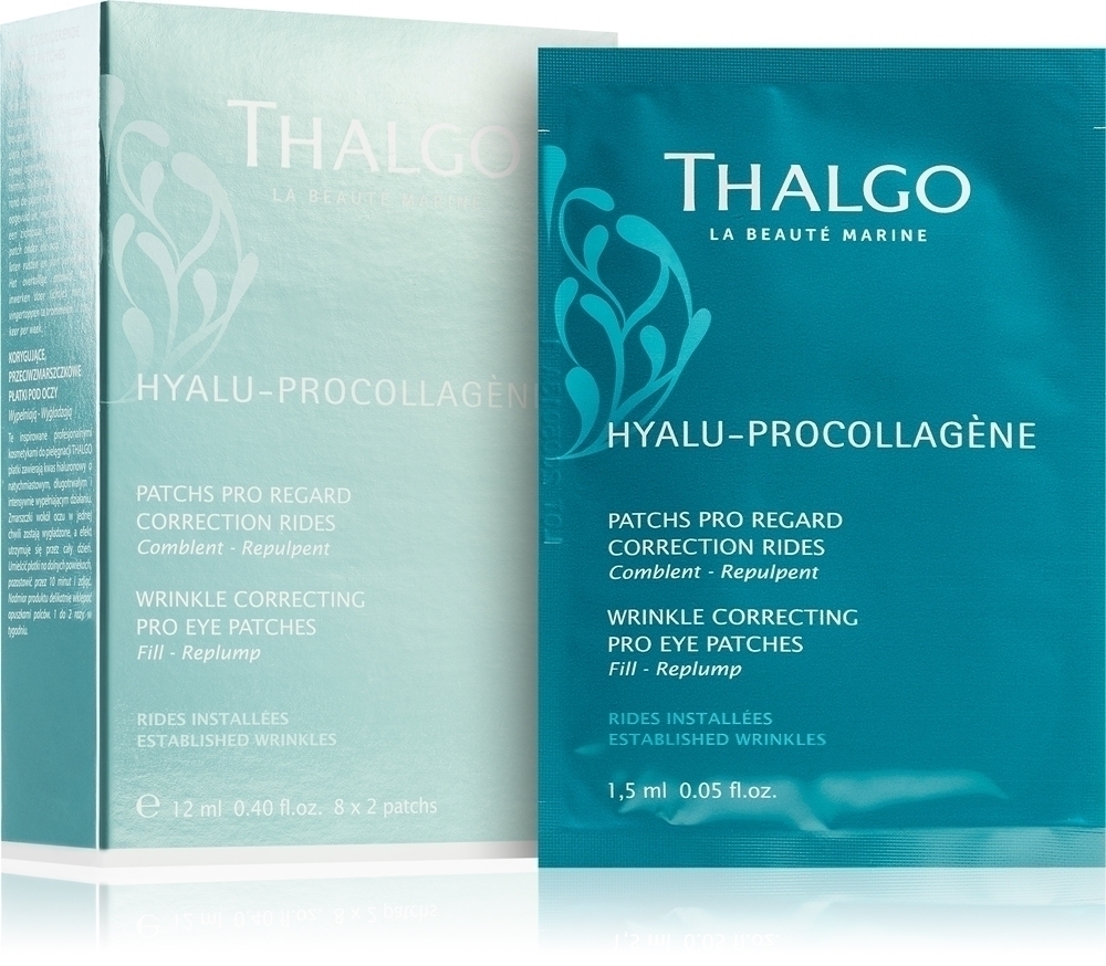 

Патчи для глаз Hyalu-Procollagen, корректирующие морщины, разглаживающие маску для глаз Thalgo, 8× 2 шт