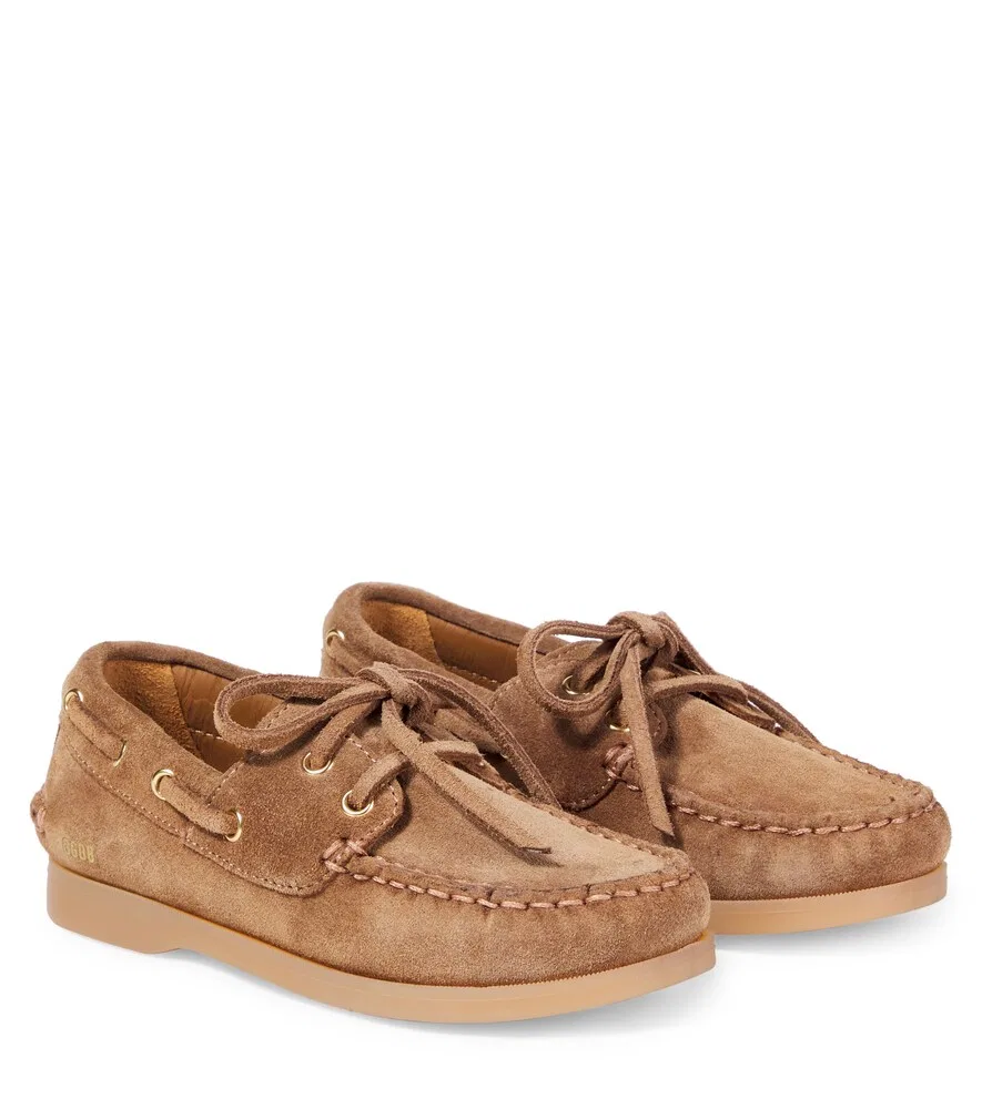 Замшевые лодочные туфли для круиза Golden Goose Kids, коричневый