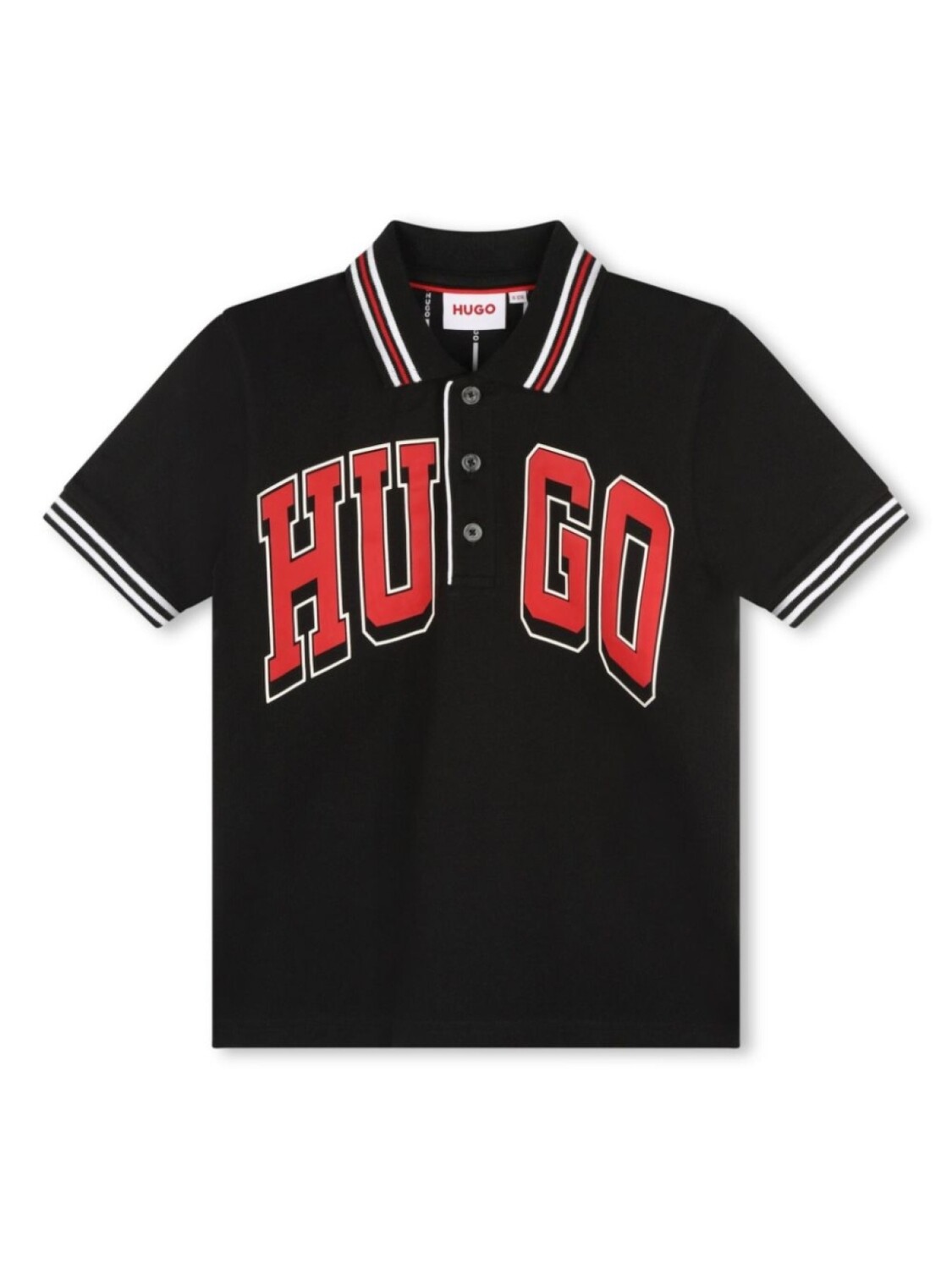 

HUGO KIDS рубашка поло из ткани пике с логотипом, черный