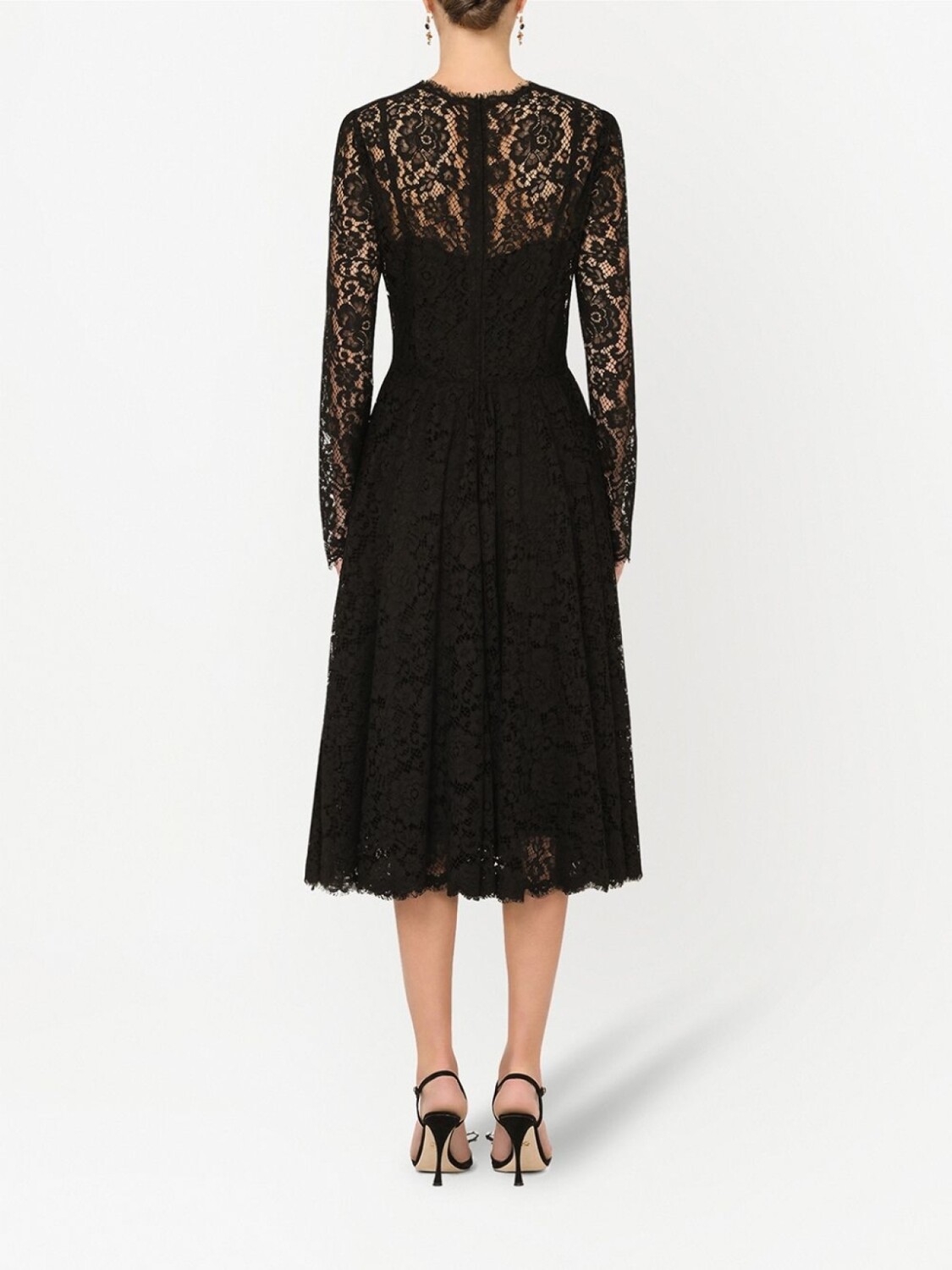 Кружевное платье с длинными рукавами Dolce & Gabbana, черный — фото 4